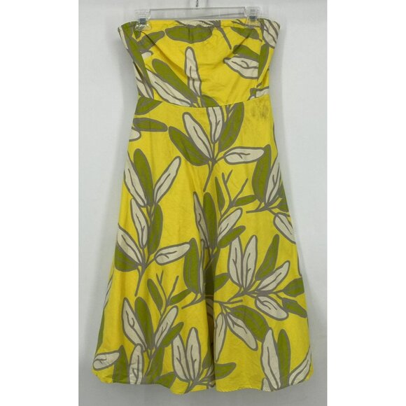 Yellow Mod Floral Strapless Dress Sz 8 NWT Bitten by Sarah Jessica Parker - Picture 2 of 6